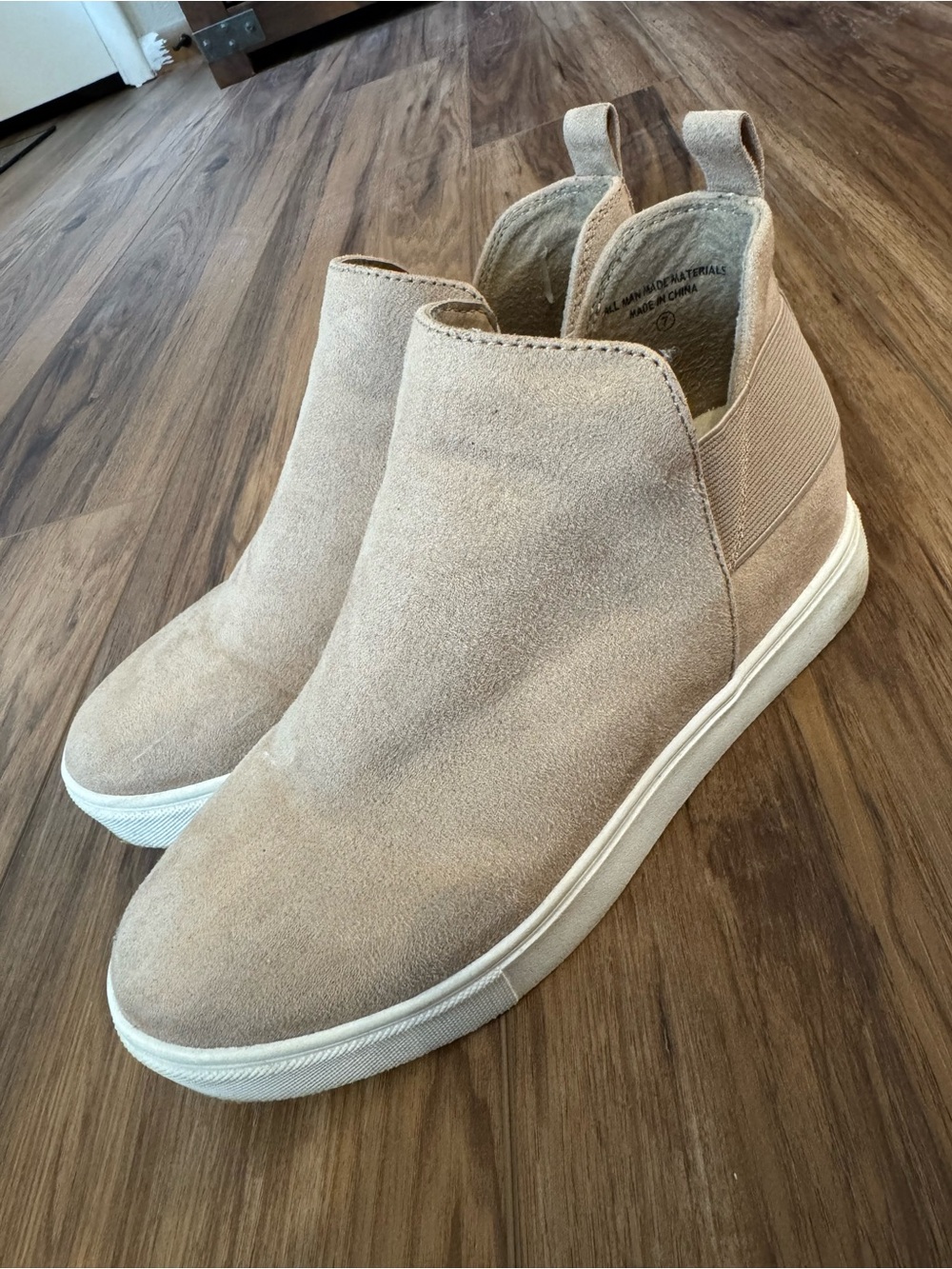 Soda Women's Tan Suede Slip-On Ankle Booties